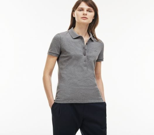 Áo Polo Nữ Lacoste Piqué Slim Fit Grey - Thái Thành Fashion ...