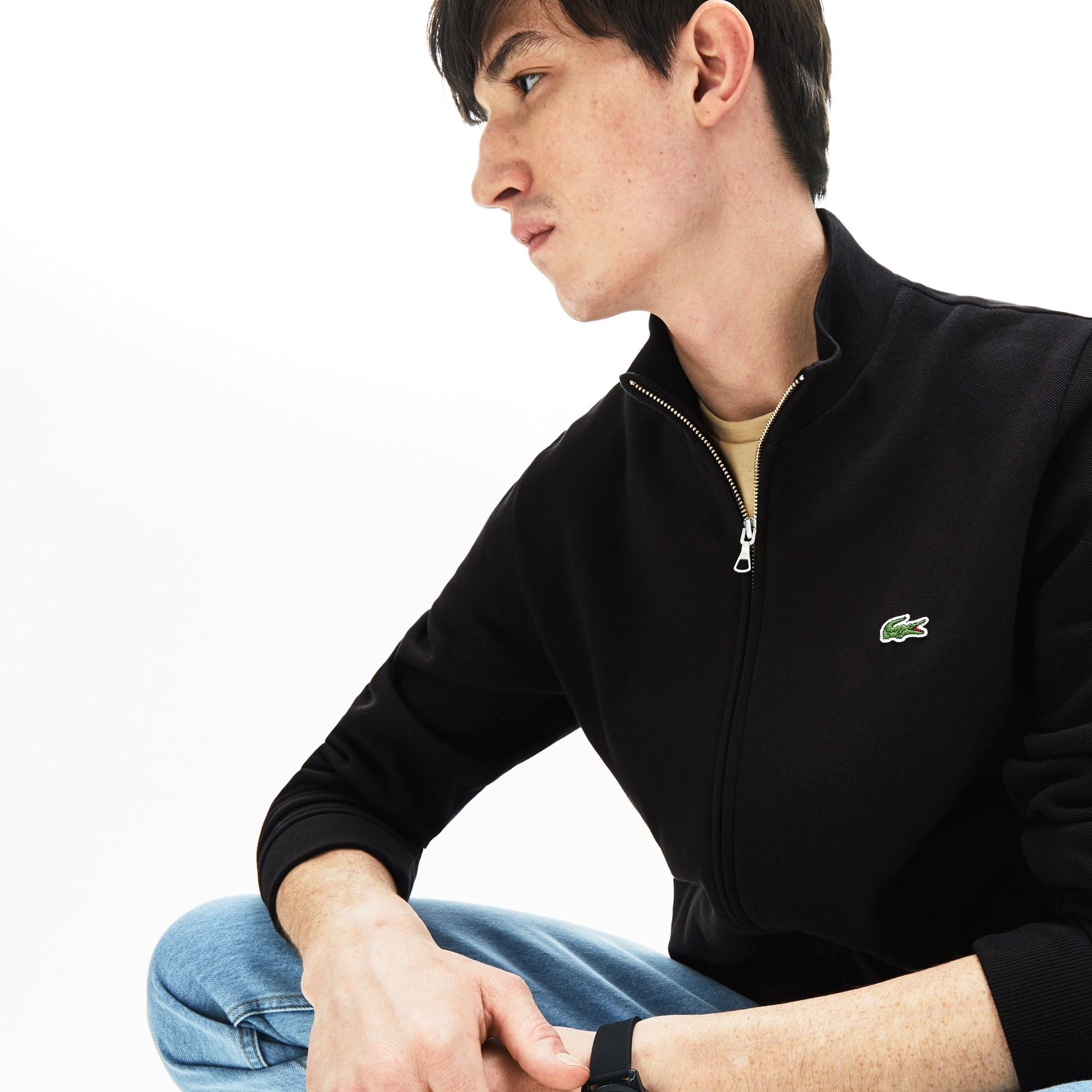Áo Khoác Nam Lacoste Men's Zip Fleece Sweatshirt Black