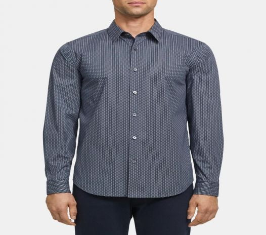 Áo Sơ Mi Nam Theory Standard-Fit Shirt in Dashed Print Cotton Space Multi