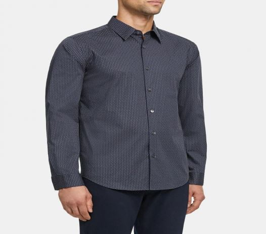 Áo Sơ Mi Nam Theory Irving Shirt in Geo Print Stretch Cotton Tamarind Multi