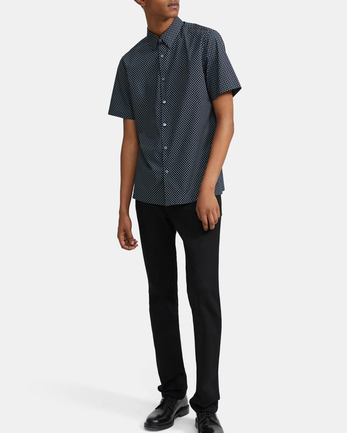 Áo Sơ Mi Nam Theory Standard-Fit Short-Sleeve Shirt in Printed Stretch Cotton Eclipse Multi